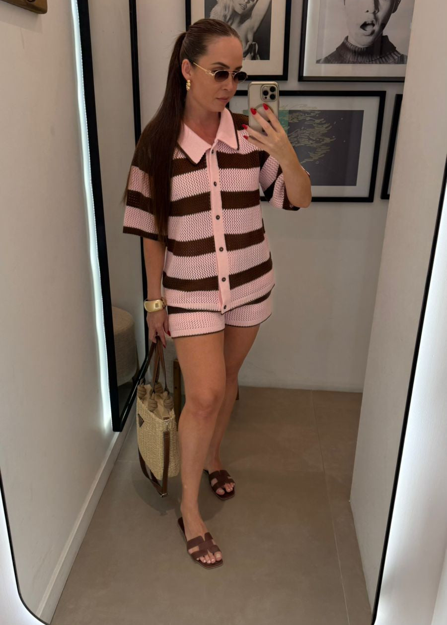 Conjunto de Tricô com Fechamento em Botões Feminino